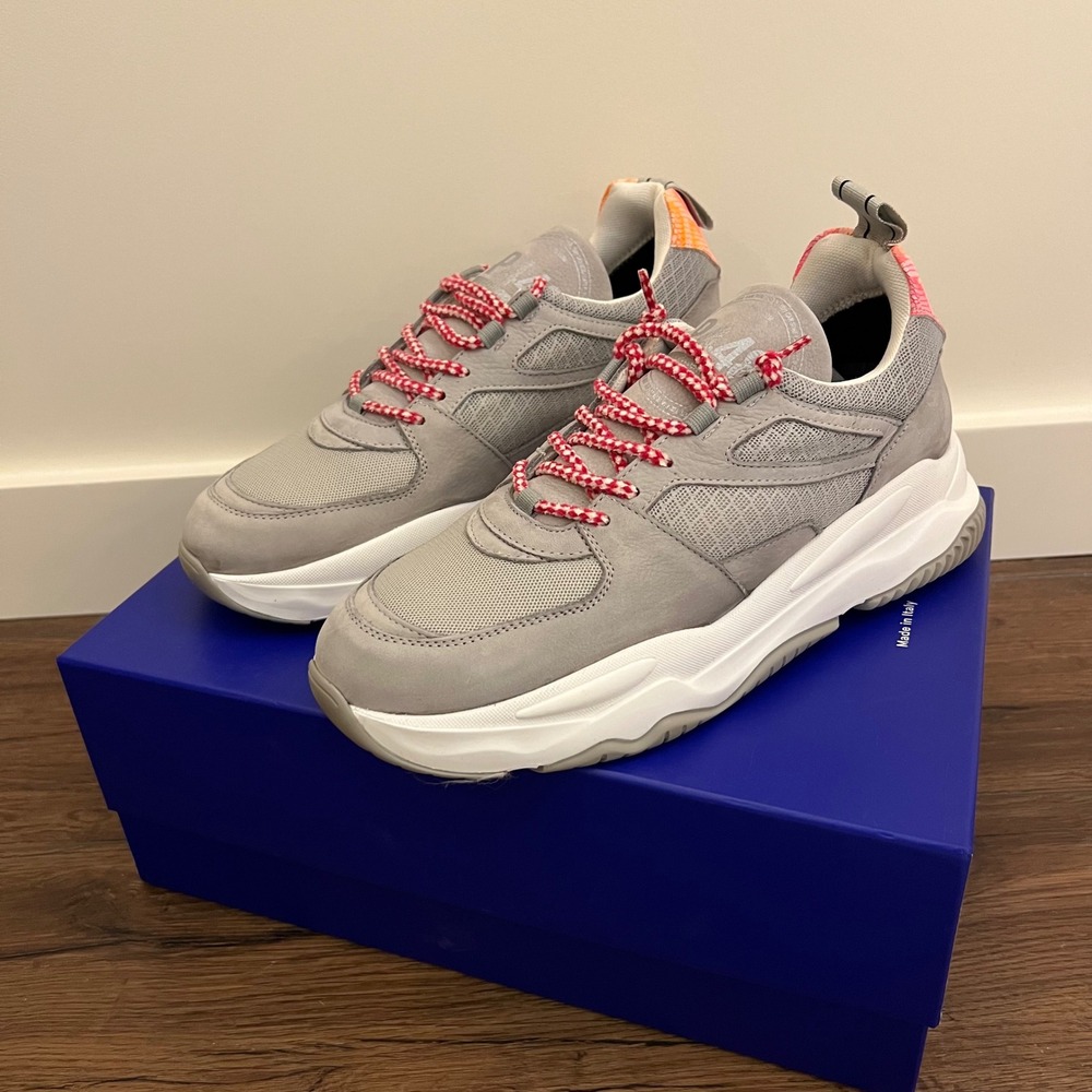 P448 Luke Grey Neon Pink Orange Snakeskin Chunky Sneakers Made in Italy Size 40